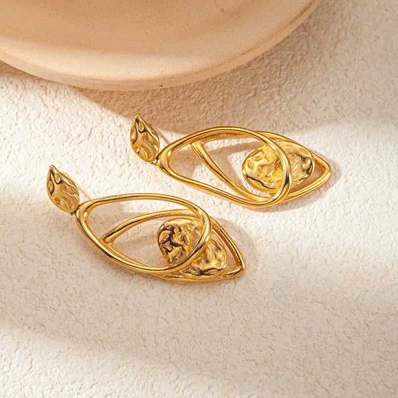 1 Pair Simple Style Classic Style Irregular Plating Hollow Out 304 Stainless Steel 14K Gold Plated Drop Earrings