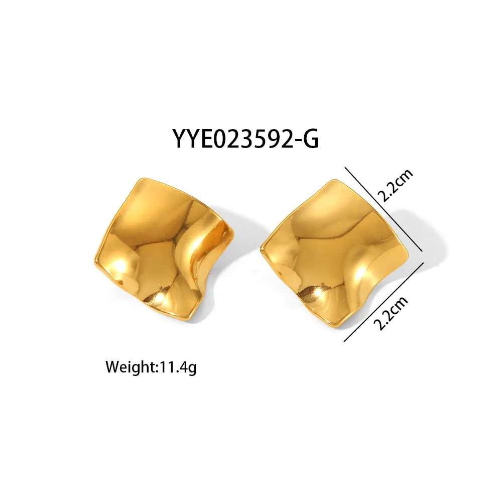 1 Pair Simple Style Classic Style Irregular Round Square Irregular Polishing Plating 304 Stainless Steel 18K Gold Plated Ear Studs