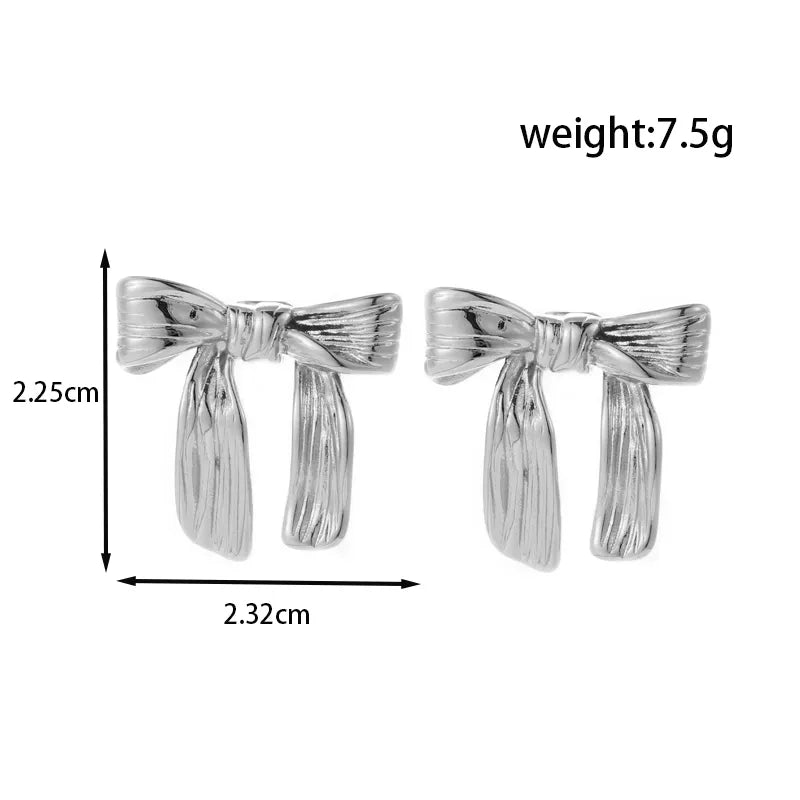 1 Pair Simple Style Classic Style Leaves Bow Knot Plating 304 Stainless Steel 16K Gold Plated