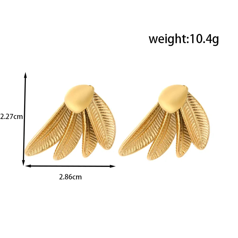 1 Pair Simple Style Classic Style Leaves Bow Knot Plating 304 Stainless Steel 16K Gold Plated