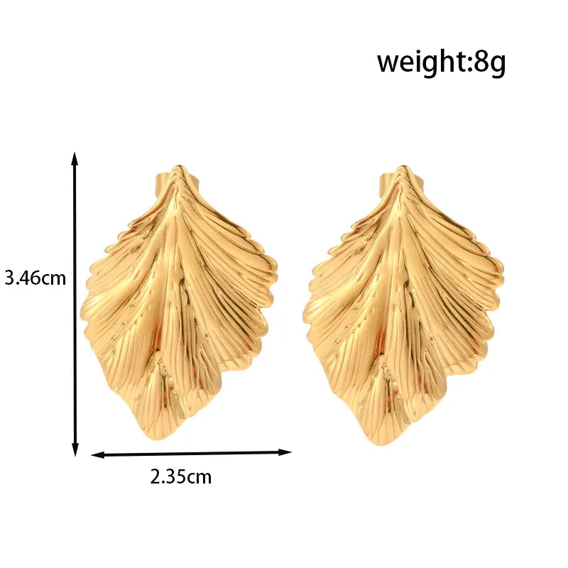 1 Pair Simple Style Classic Style Leaves Bow Knot Plating 304 Stainless Steel 16K Gold Plated