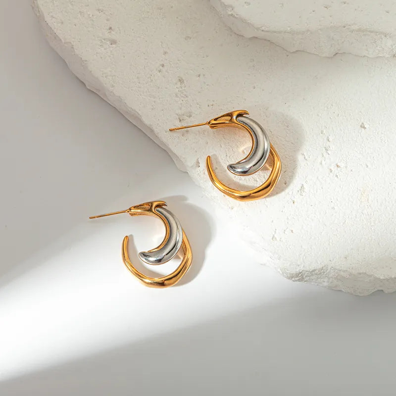 1 Pair Simple Style Classic Style Moon Plating 304 Stainless Steel 14K Gold Plated Ear Studs