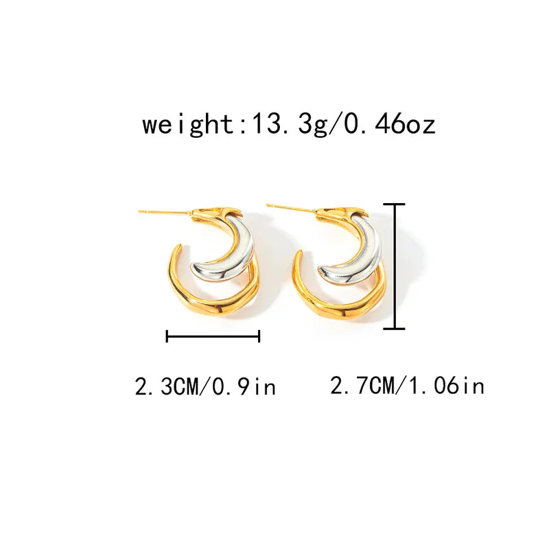 1 Pair Simple Style Classic Style Moon Plating 304 Stainless Steel 14K Gold Plated Ear Studs