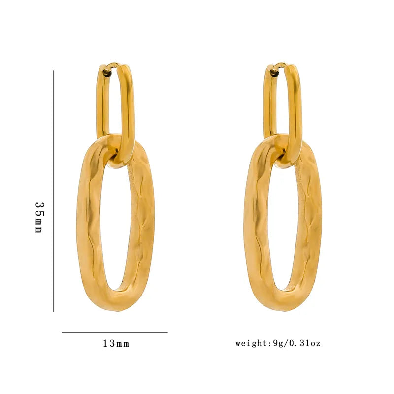 1 Pair Simple Style Classic Style Oval Plating 304 Stainless Steel 18K Gold Plated Drop Earrings