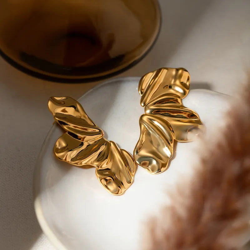 1 Pair Simple Style Classic Style Petal Plating 304 Stainless Steel 18K Gold Plated Ear Studs