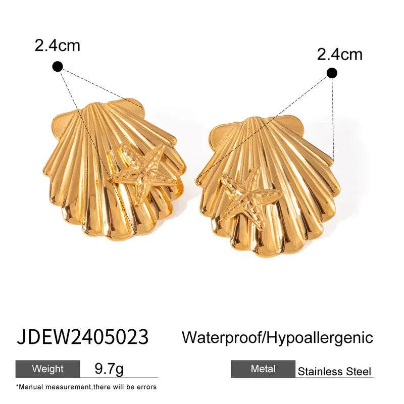 1 Pair Simple Style Classic Style Shell 304 Stainless Steel 18K Gold Plated Ear Studs