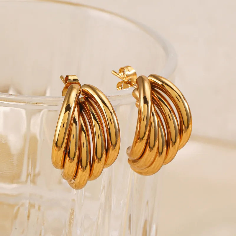 1 Pair Simple Style Classic Style Solid Color 304 Stainless Steel 18K Gold Plated Ear Studs