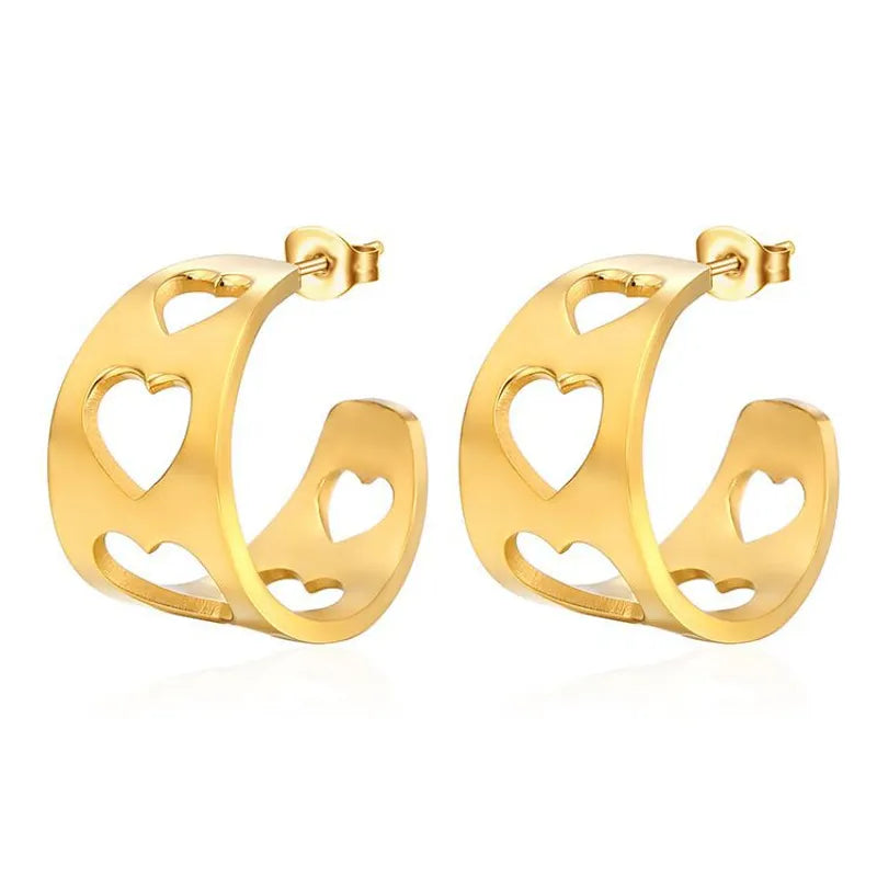 1 Pair Simple Style Classic Style Solid Color Hollow Out 304 Stainless Steel Ear Studs