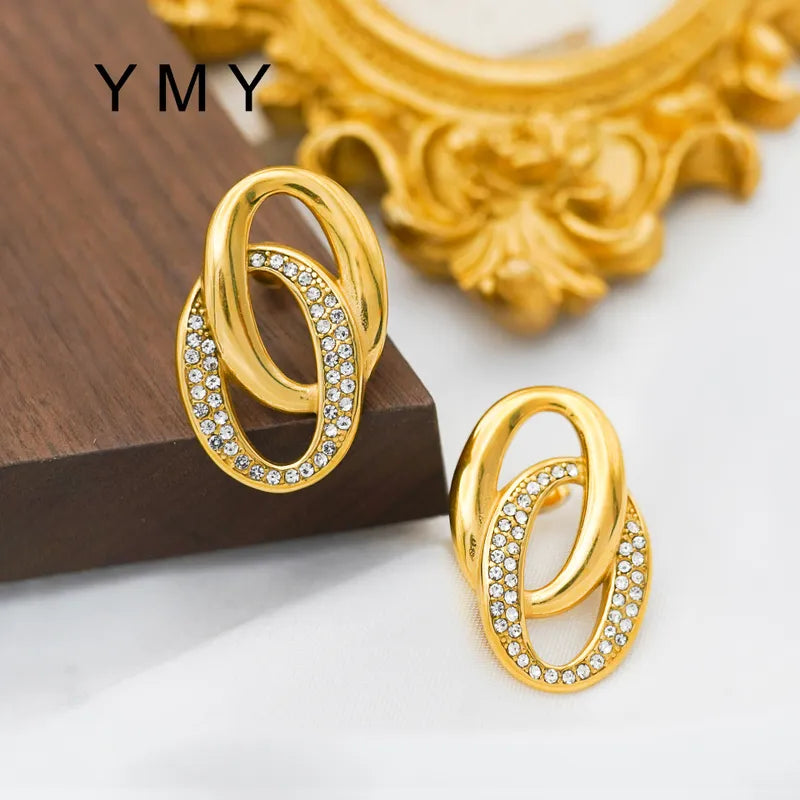 1 Pair Simple Style Classic Style Solid Color Inlay 304 Stainless Steel Rhinestones Ear Studs