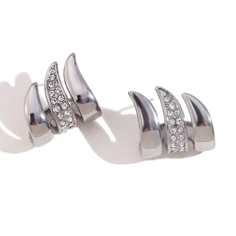 1 Pair Simple Style Classic Style Solid Color Inlay 304 Stainless Steel Rhinestones Ear Studs