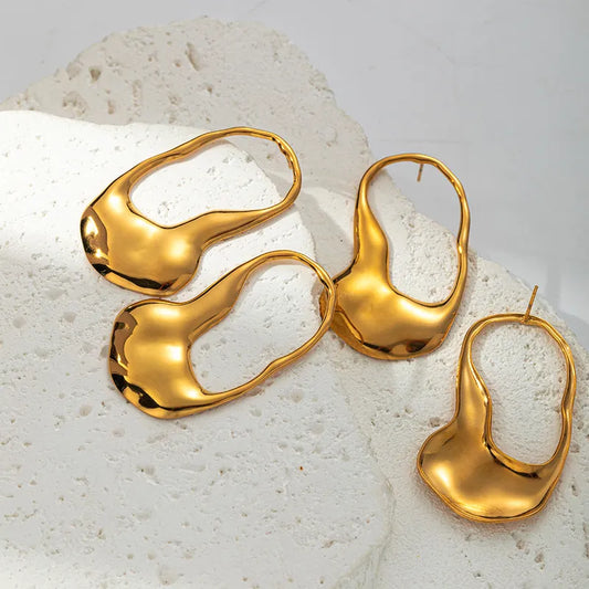 1 Pair Simple Style Classic Style Solid Color Irregular Plating 304 Stainless Steel 14K Gold Plated Earrings