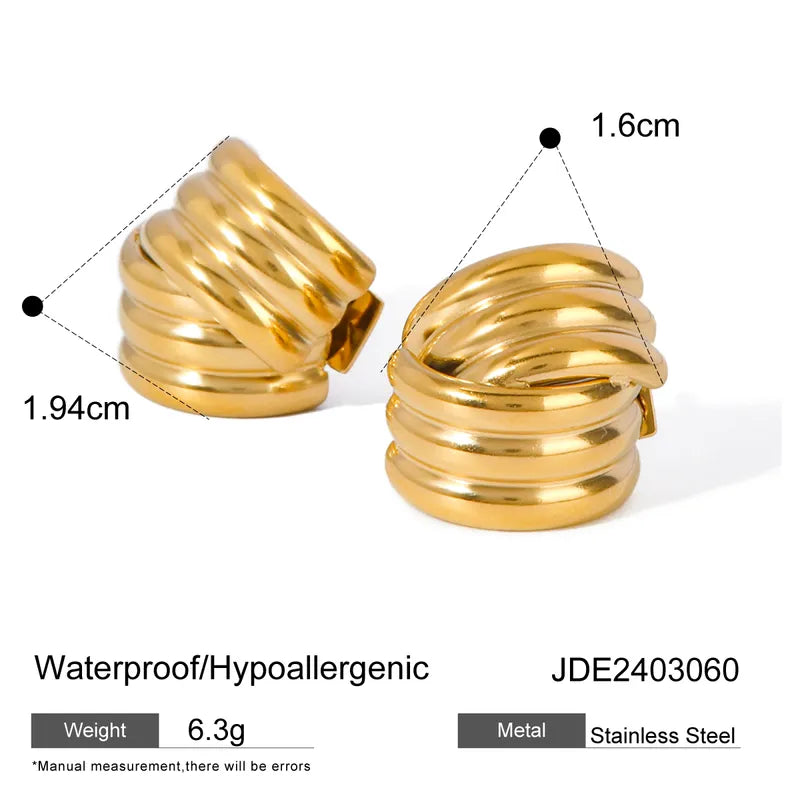 1 Pair Simple Style Classic Style Solid Color Layered Plating 316 Stainless Steel 18K Gold Plated Ear Studs