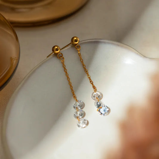 1 Pair Simple Style Classic Style Solid Color Plating 304 Stainless Steel 18K Gold Plated Drop Earrings