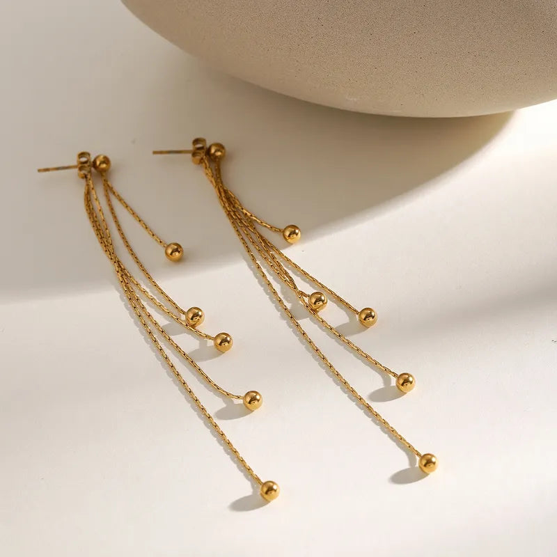 1 Pair Simple Style Classic Style Solid Color Plating 304 Stainless Steel 18K Gold Plated Drop Earrings