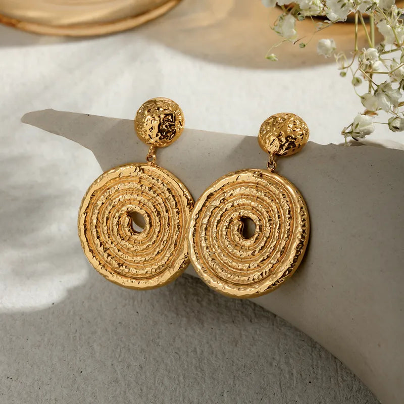 1 Pair Simple Style Classic Style Solid Color Plating 304 Stainless Steel 18K Gold Plated Drop Earrings