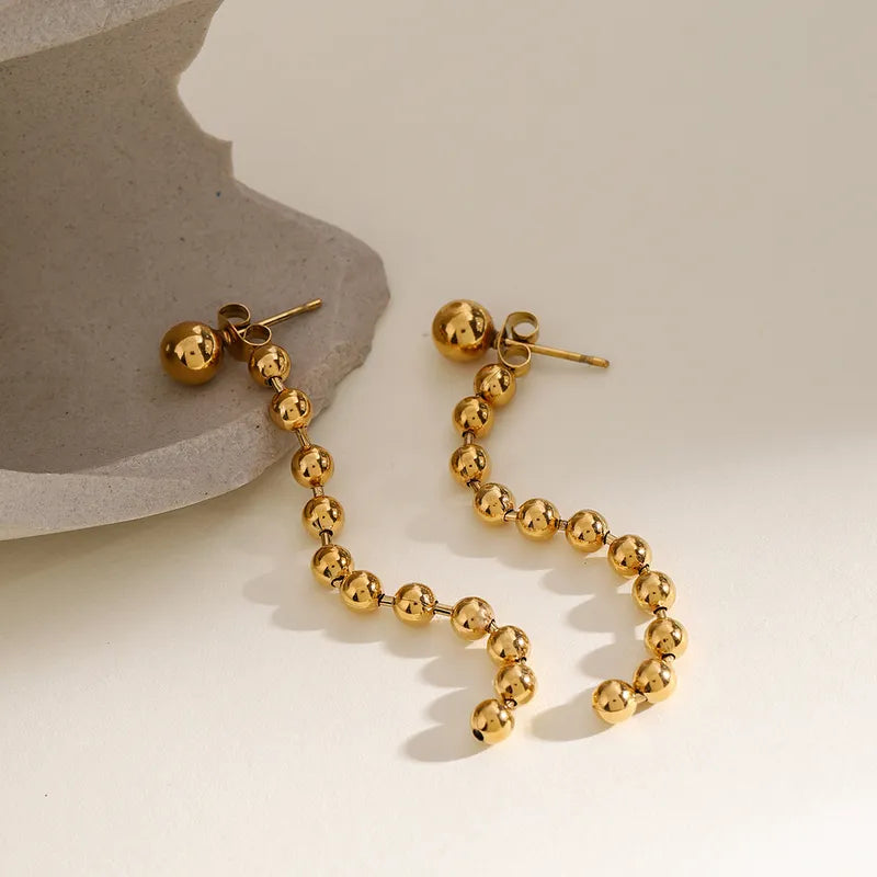 1 Pair Simple Style Classic Style Solid Color Plating 304 Stainless Steel 18K Gold Plated Drop Earrings