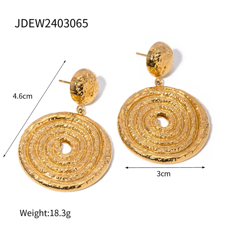 1 Pair Simple Style Classic Style Solid Color Plating 304 Stainless Steel 18K Gold Plated Drop Earrings