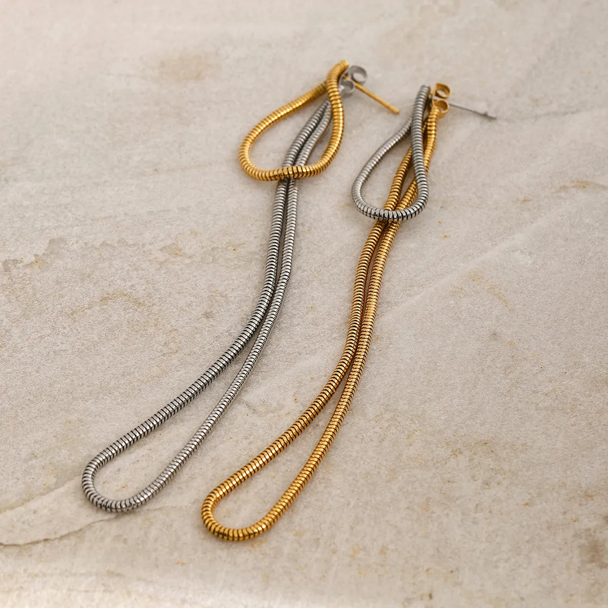 1 Pair Simple Style Classic Style Solid Color Plating 304 Stainless Steel 18K Gold Plated Drop Earrings