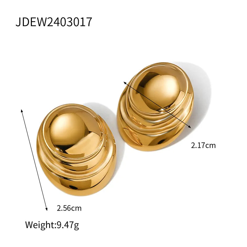 1 Pair Simple Style Classic Style Solid Color Plating 304 Stainless Steel 18K Gold Plated Ear Studs