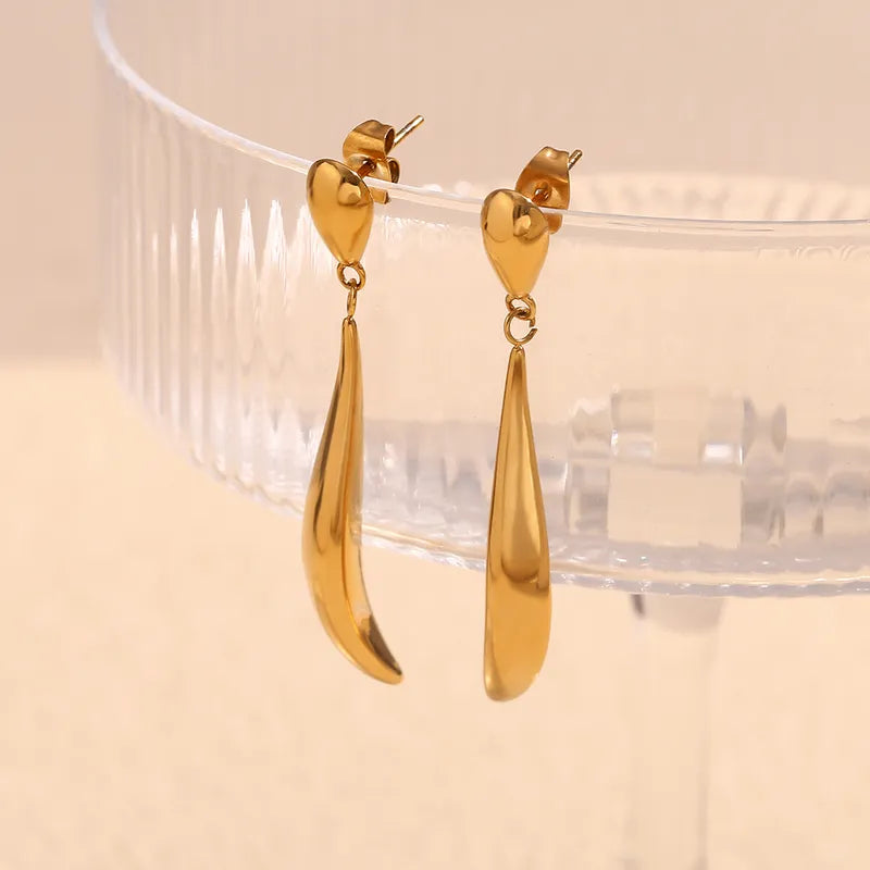 1 Pair Simple Style Classic Style Solid Color Plating 304 Stainless Steel 18K Gold Plated Ear Studs