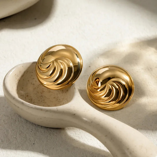 1 Pair Simple Style Classic Style Solid Color Plating 304 Stainless Steel 18K Gold Plated Ear Studs