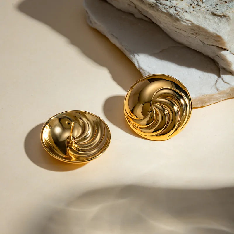 1 Pair Simple Style Classic Style Solid Color Plating 304 Stainless Steel 18K Gold Plated Ear Studs