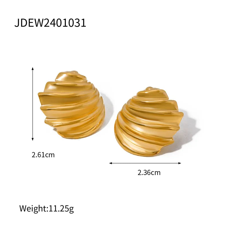 1 Pair Simple Style Classic Style Solid Color Plating 304 Stainless Steel 18K Gold Plated Ear Studs