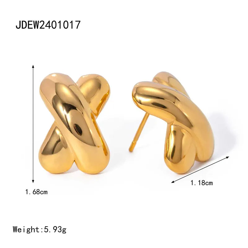 1 Pair Simple Style Classic Style Solid Color Plating 304 Stainless Steel 18K Gold Plated Ear Studs