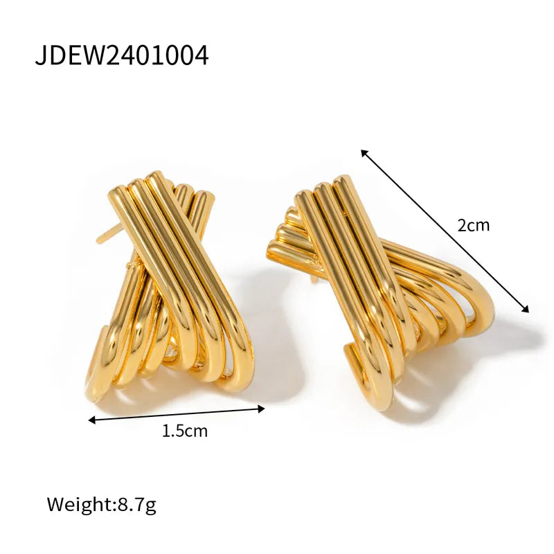 1 Pair Simple Style Classic Style Solid Color Plating 304 Stainless Steel 18K Gold Plated Ear Studs