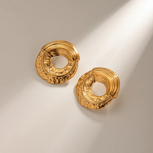 1 Pair Simple Style Classic Style Solid Color Plating 304 Stainless Steel 18K Gold Plated Ear Studs