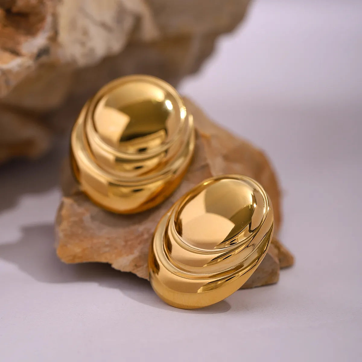 1 Pair Simple Style Classic Style Solid Color Plating 304 Stainless Steel 18K Gold Plated Ear Studs