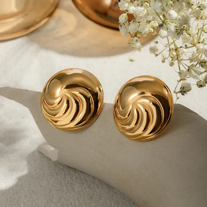 1 Pair Simple Style Classic Style Solid Color Plating 304 Stainless Steel 18K Gold Plated Ear Studs