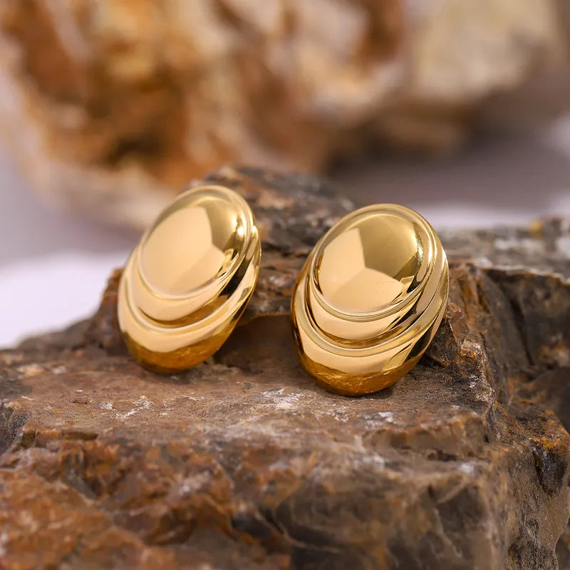 1 Pair Simple Style Classic Style Solid Color Plating 304 Stainless Steel 18K Gold Plated Ear Studs