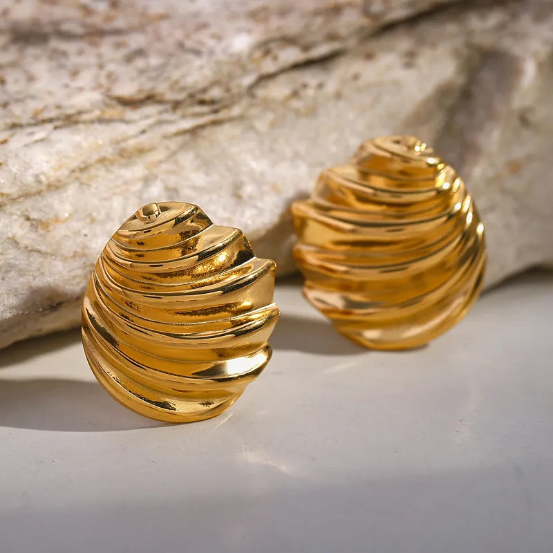 1 Pair Simple Style Classic Style Solid Color Plating 304 Stainless Steel 18K Gold Plated Ear Studs