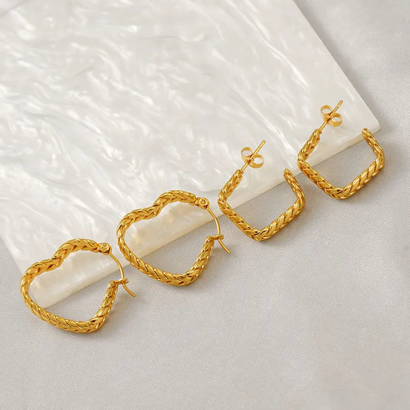 1 Pair Simple Style Classic Style Solid Color Plating 304 Stainless Steel 18K Gold Plated Earrings