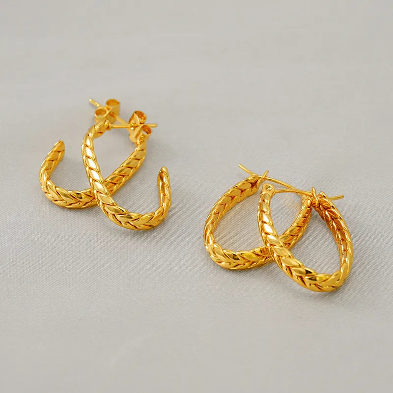 1 Pair Simple Style Classic Style Solid Color Plating 304 Stainless Steel 18K Gold Plated Earrings