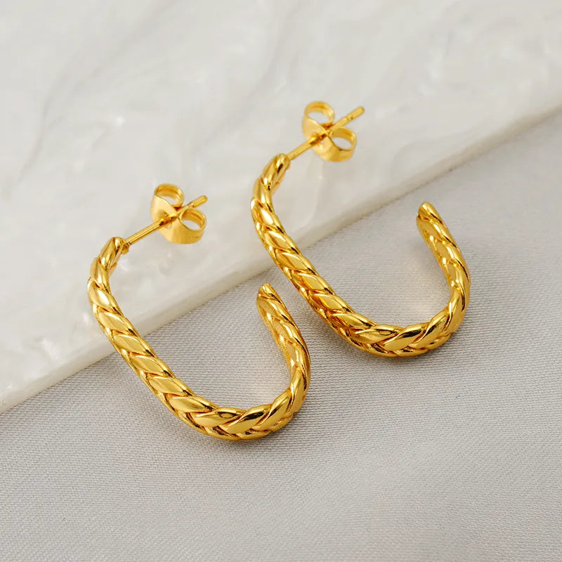 1 Pair Simple Style Classic Style Solid Color Plating 304 Stainless Steel 18K Gold Plated Earrings