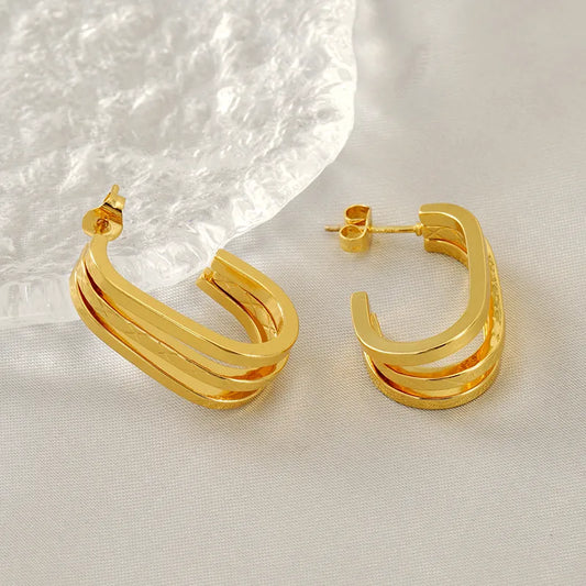 1 Pair Simple Style Classic Style Solid Color Plating 304 Stainless Steel 18K Gold Plated Earrings