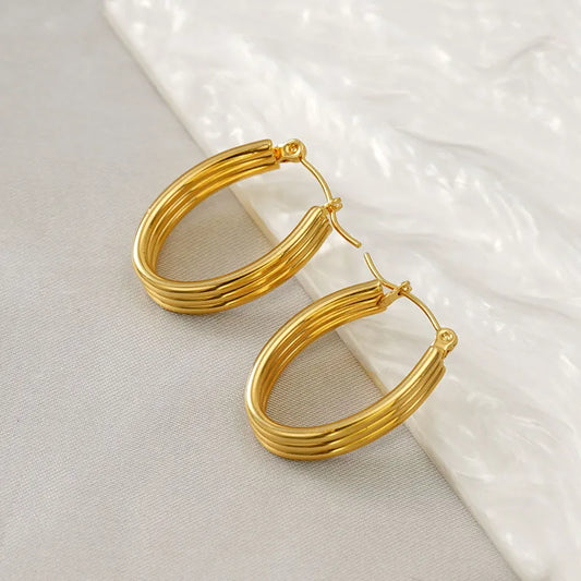 1 Pair Simple Style Classic Style Solid Color Plating 304 Stainless Steel 18K Gold Plated Earrings