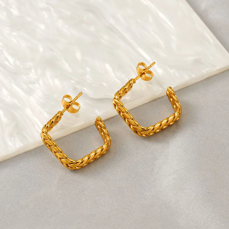 1 Pair Simple Style Classic Style Solid Color Plating 304 Stainless Steel 18K Gold Plated Earrings