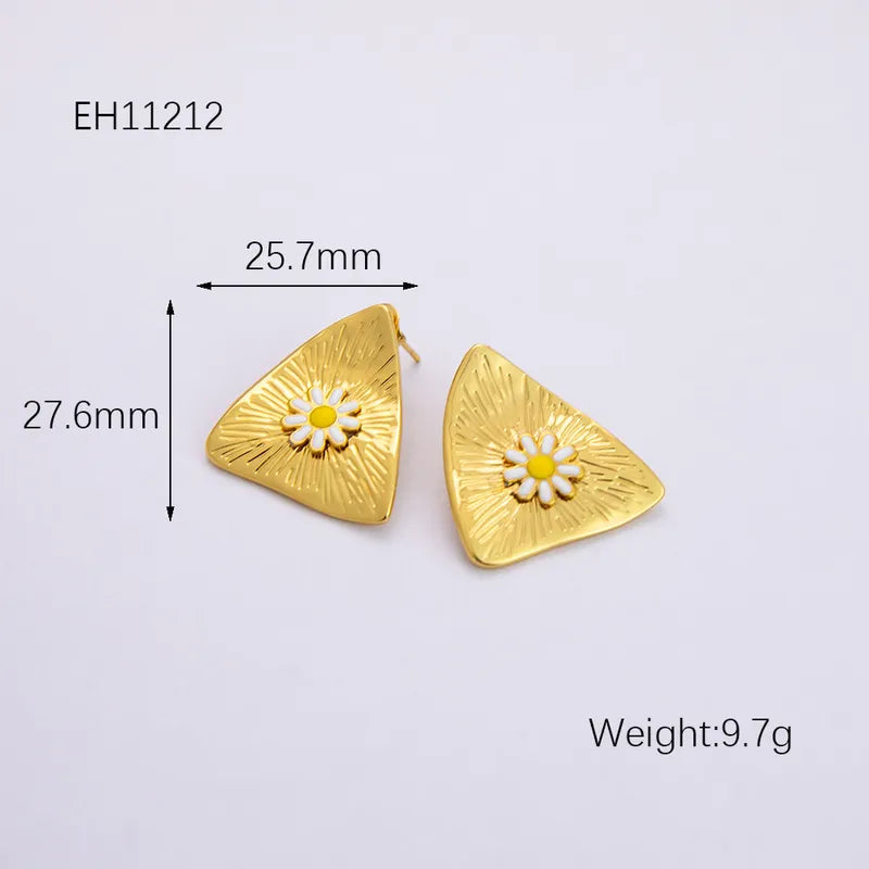 1 Pair Simple Style Classic Style Solid Color Plating 304 Stainless Steel Ear Studs