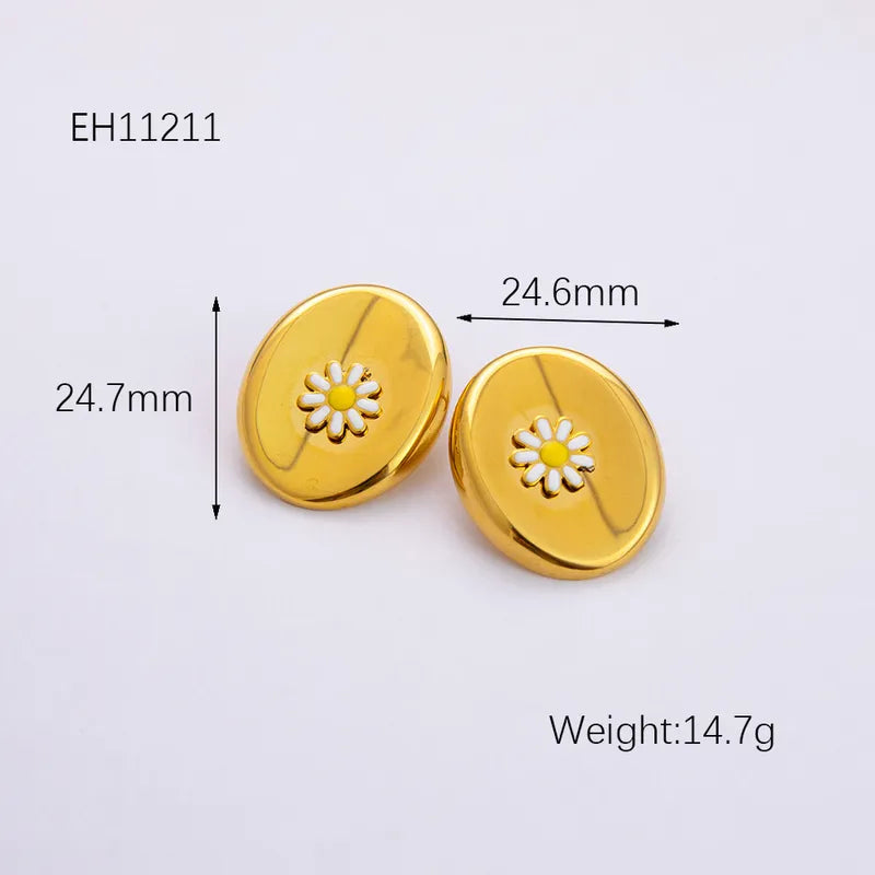 1 Pair Simple Style Classic Style Solid Color Plating 304 Stainless Steel Ear Studs