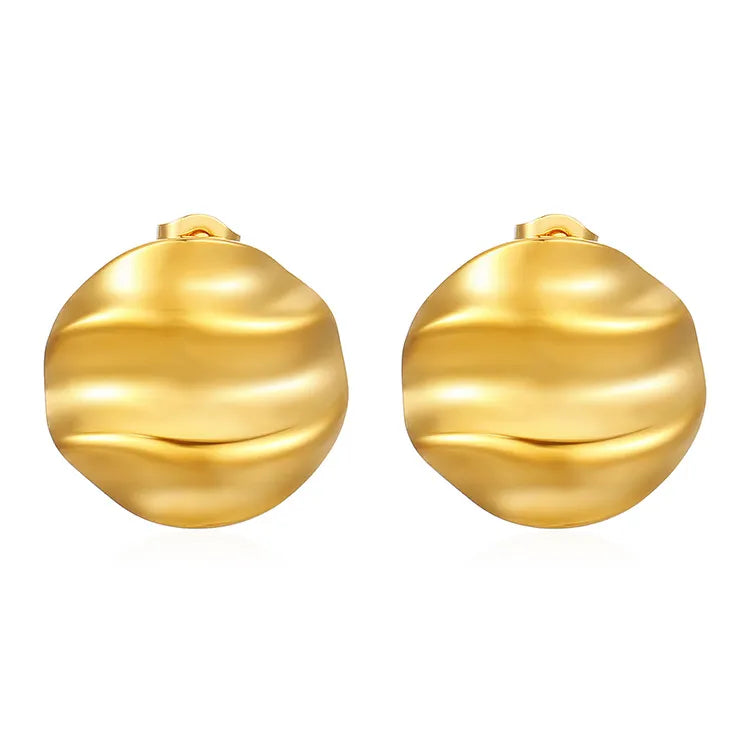 1 Pair Simple Style Classic Style Solid Color Plating 304 Stainless Steel Titanium Steel 18K Gold Plated Ear Studs