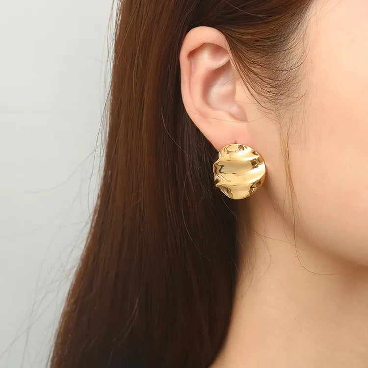 1 Pair Simple Style Classic Style Solid Color Plating 304 Stainless Steel Titanium Steel 18K Gold Plated Ear Studs