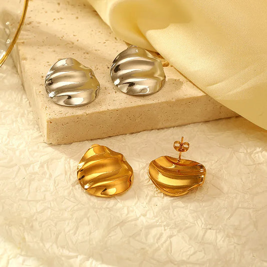 1 Pair Simple Style Classic Style Solid Color Plating 304 Stainless Steel Titanium Steel 18K Gold Plated Ear Studs