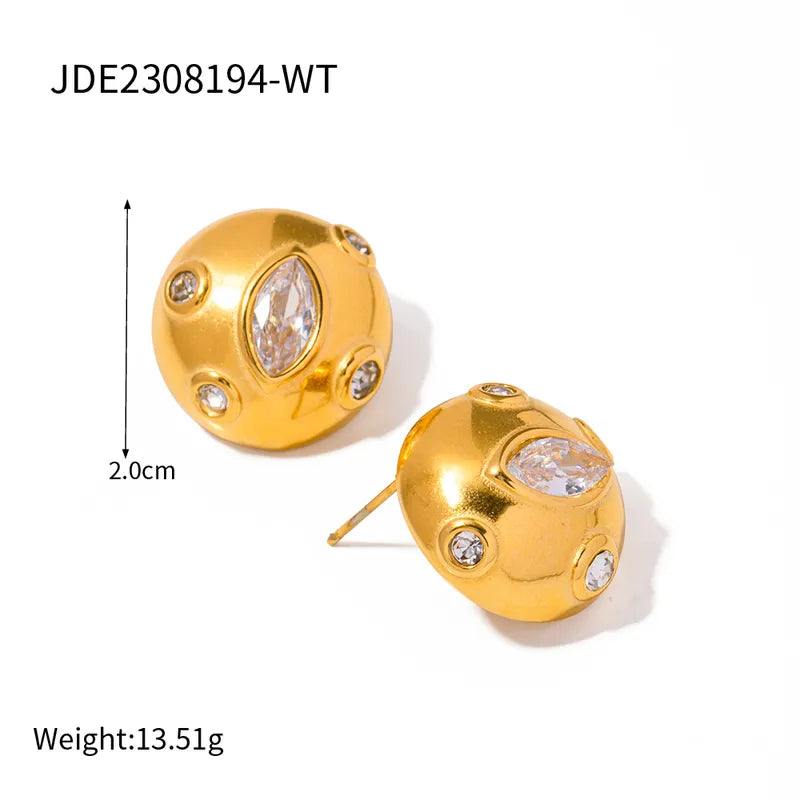 1 Pair Simple Style Classic Style Solid Color Plating 316 Stainless Steel 18K Gold Plated Ear Studs