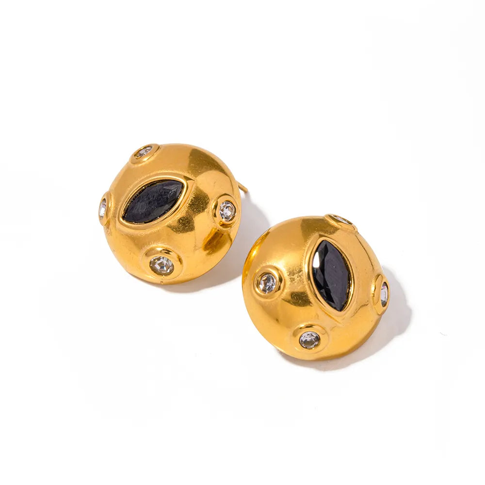 Style Classic Style Solid Color Plating 316 Stainless Steel 18K Gold Plated Ear Studs