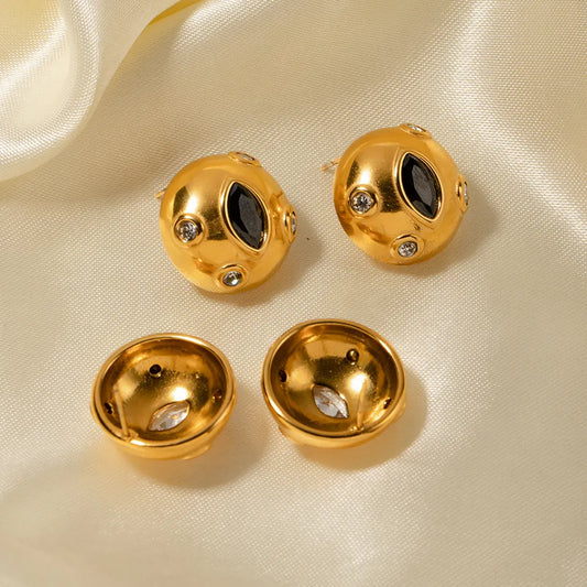 Style Classic Style Solid Color Plating 316 Stainless Steel 18K Gold Plated Ear Studs