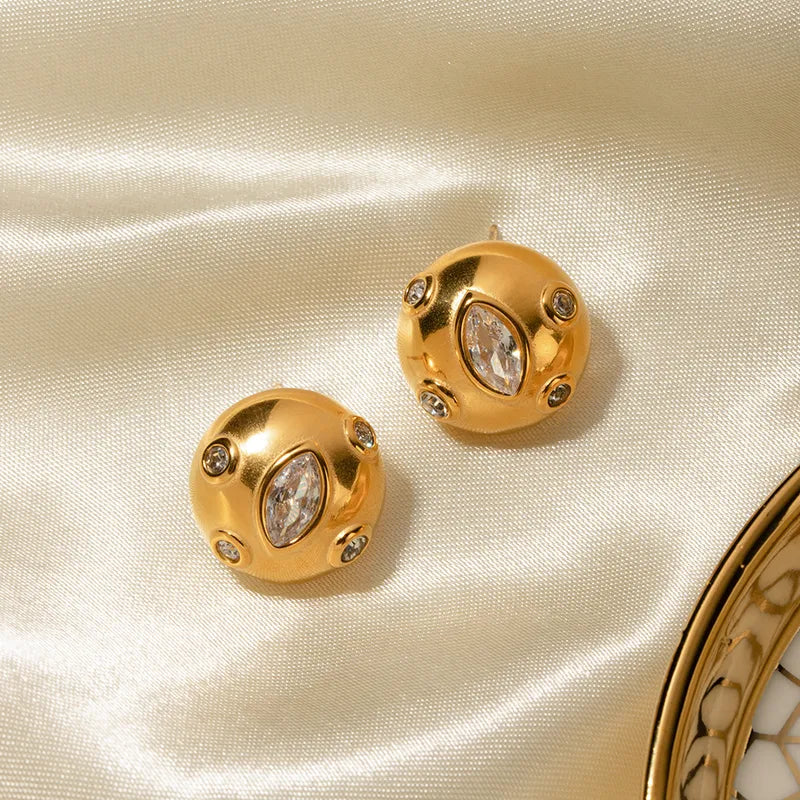 1 Pair Simple Style Classic Style Solid Color Plating 316 Stainless Steel 18K Gold Plated Ear Studs