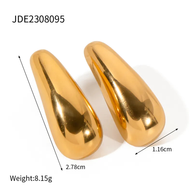 1 Pair Simple Style Classic Style Solid Color Plating 316 Stainless Steel 18K Gold Plated Earrings